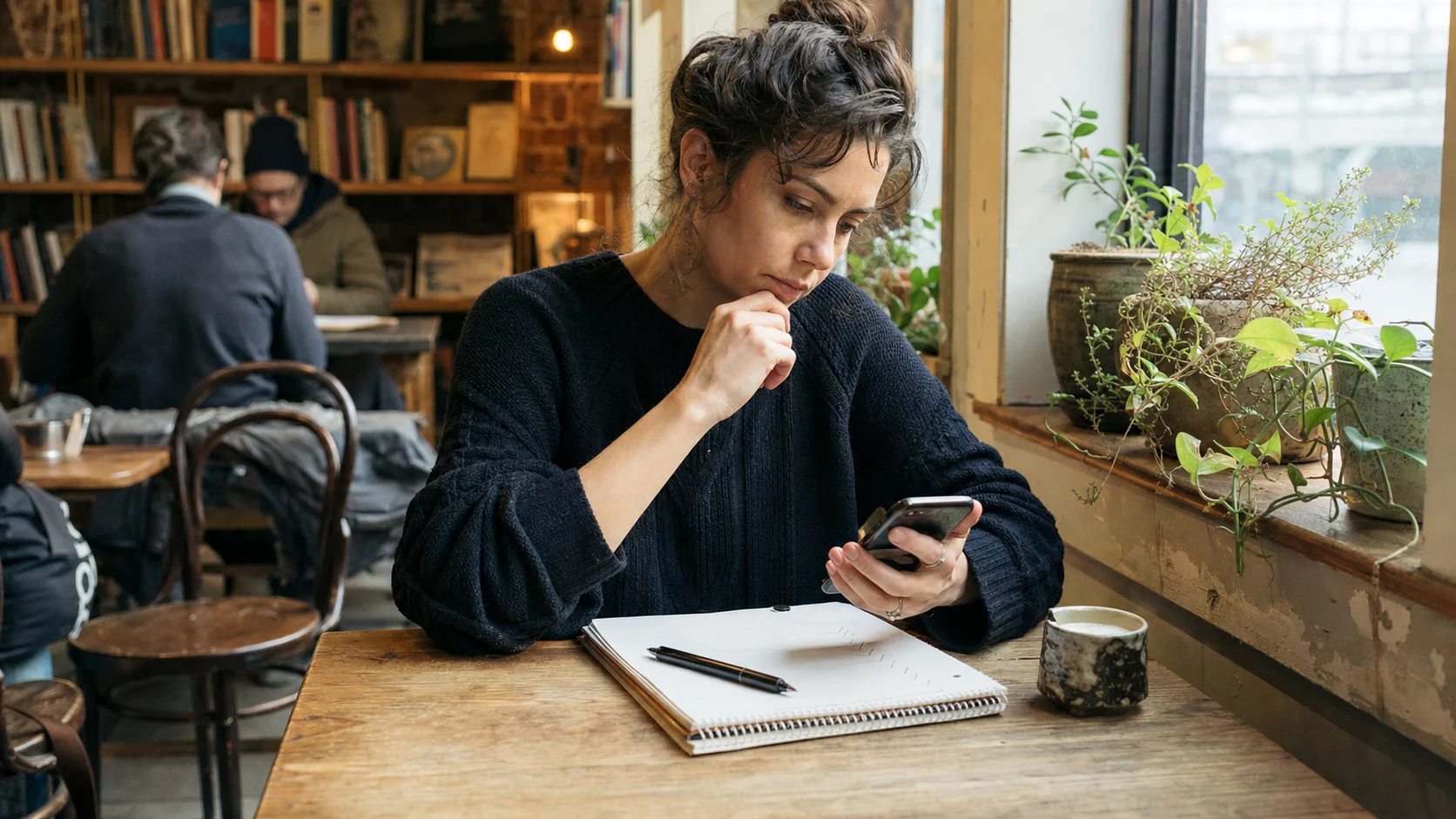 A person checking a second phone number app on a smartphone