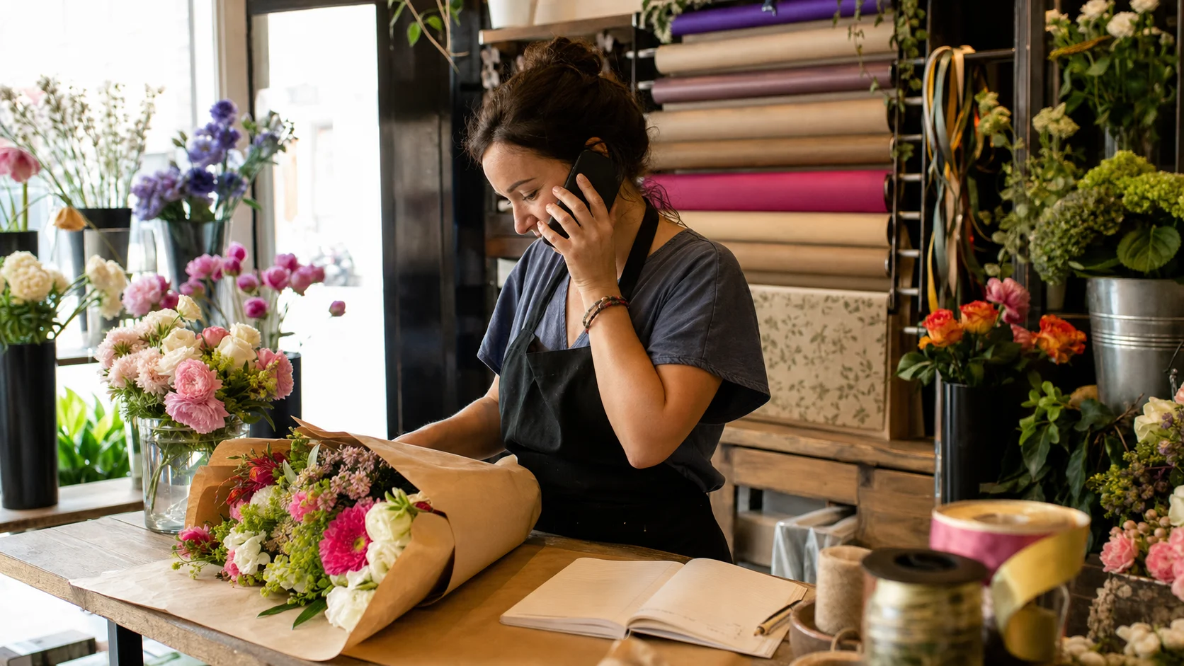 A person using one smartphone for two separate phone numbers